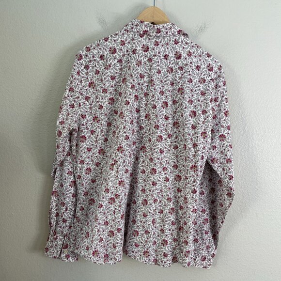 Lands End Womens Plus 18 No Iron Pinpoint Oxford Floral Shirt Long Sleeve Blouse - Picture 8 of 9
